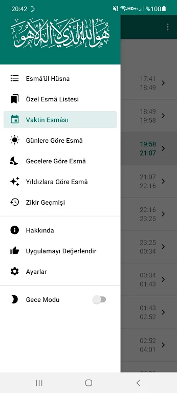 Esmaül Hüsna Vakitleri & Zikri Ekran Görüntüsü 0