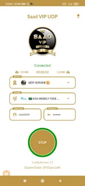 SAAD VIP UDP - Fast, Safe VPN ဖန်သားပြင်ဓာတ်ပုံ 1