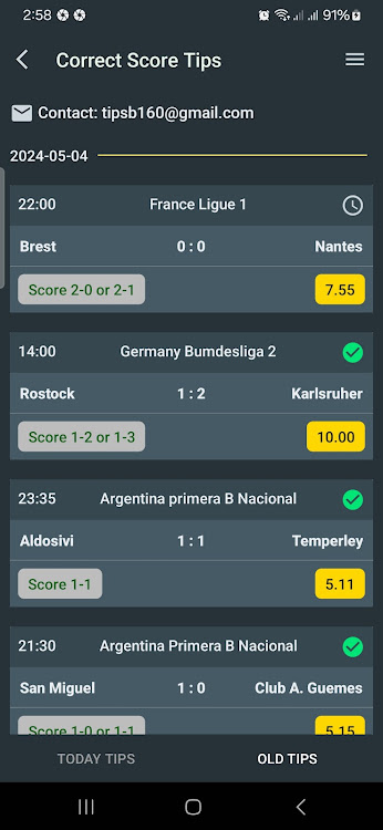 Betting Tips Correct Score Schermafbeelding 3