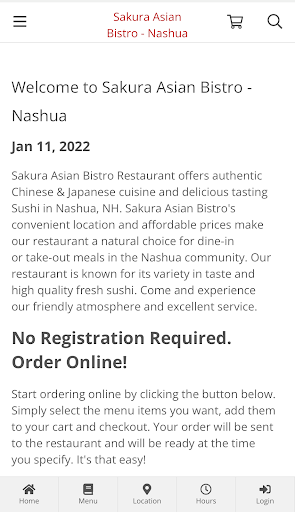 Sakura Asian Bistro - Nashua 螢幕截圖 0