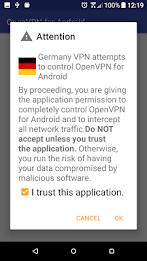 Germany VPN-Plugin for OpenVPN Zrzut ekranu 2