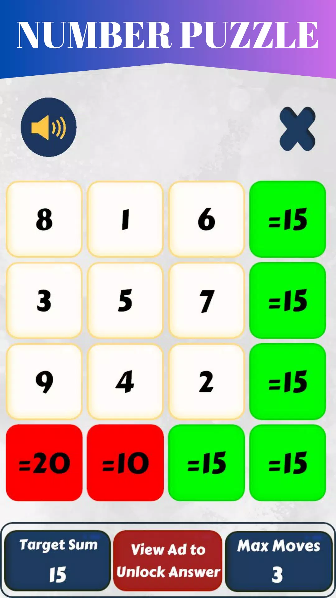 Magic Square game Screenshot 0