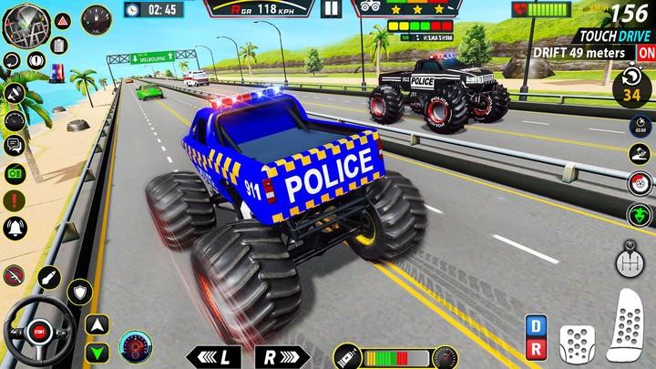 Police Monster Truck Car Games 螢幕截圖 3