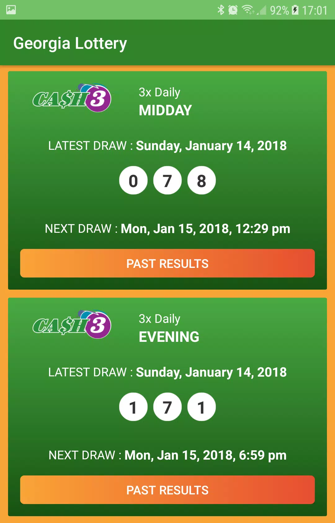 Georgia Lottery Results स्क्रीनशॉट 0