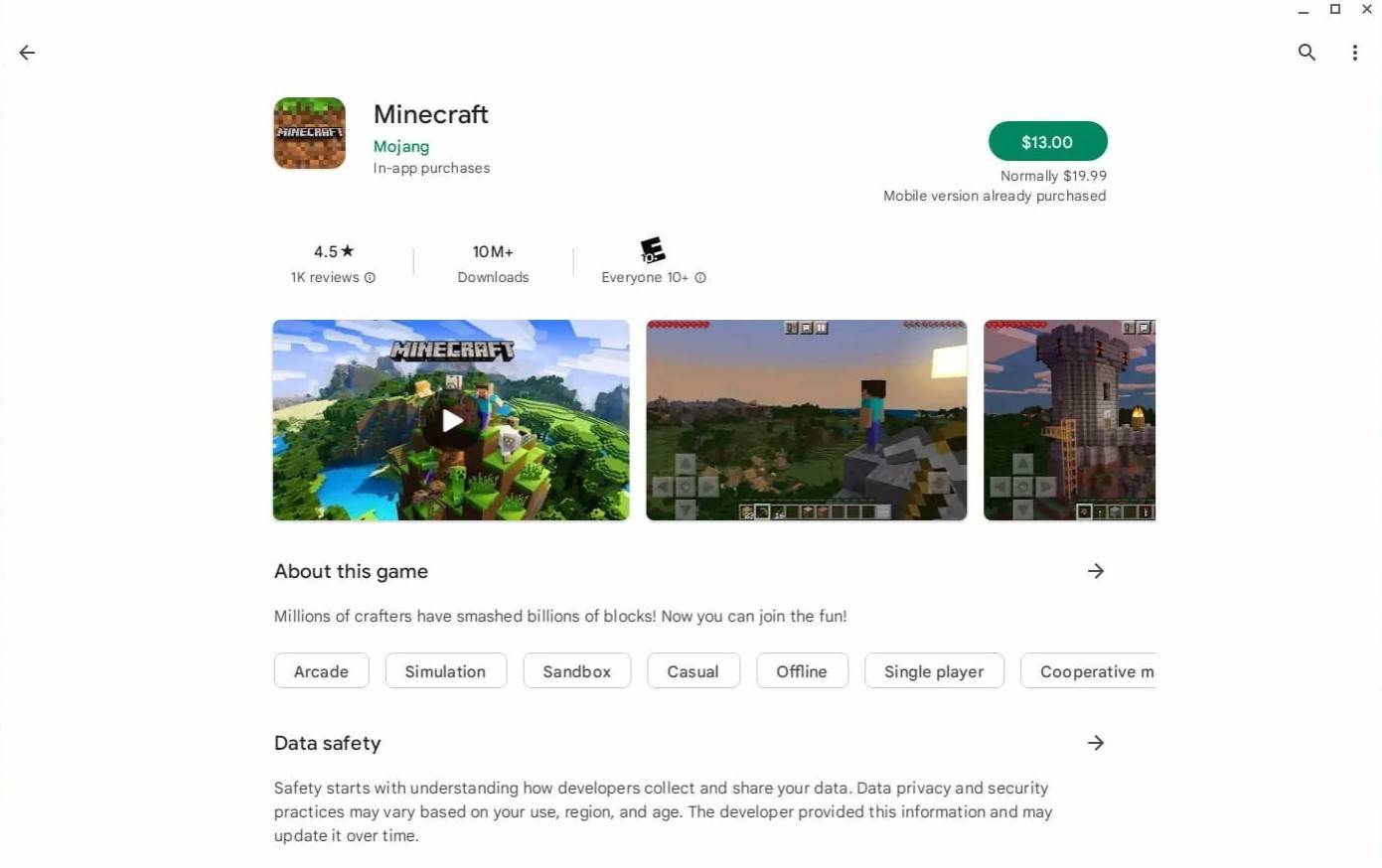 Minecraft para sa Chromebook