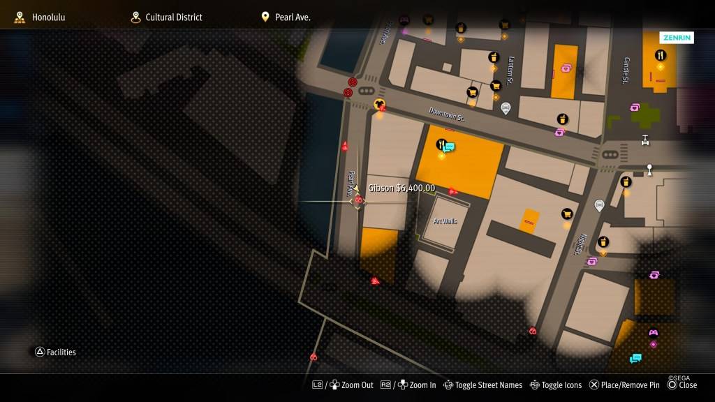 Captura de tela do mapa como um dragão: pirata yakuza no Havaí