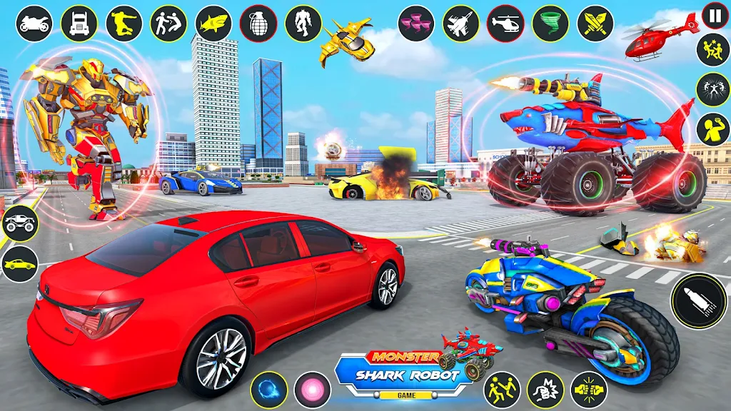 Monster Truck Robot Shark Game Zrzut ekranu 0