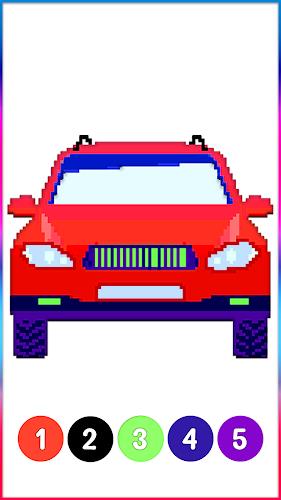 Cars Pixel Art Color by Number应用截图第3张