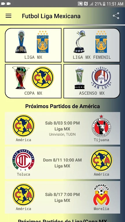 SoccerLair Mexican Leagues Schermafbeelding 1