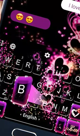 Sparkling Purple Heart Keyboard Theme スクリーンショット 2