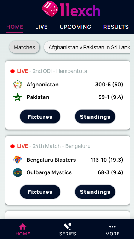 11Exch Scores Line Cricket App Schermafbeelding 1