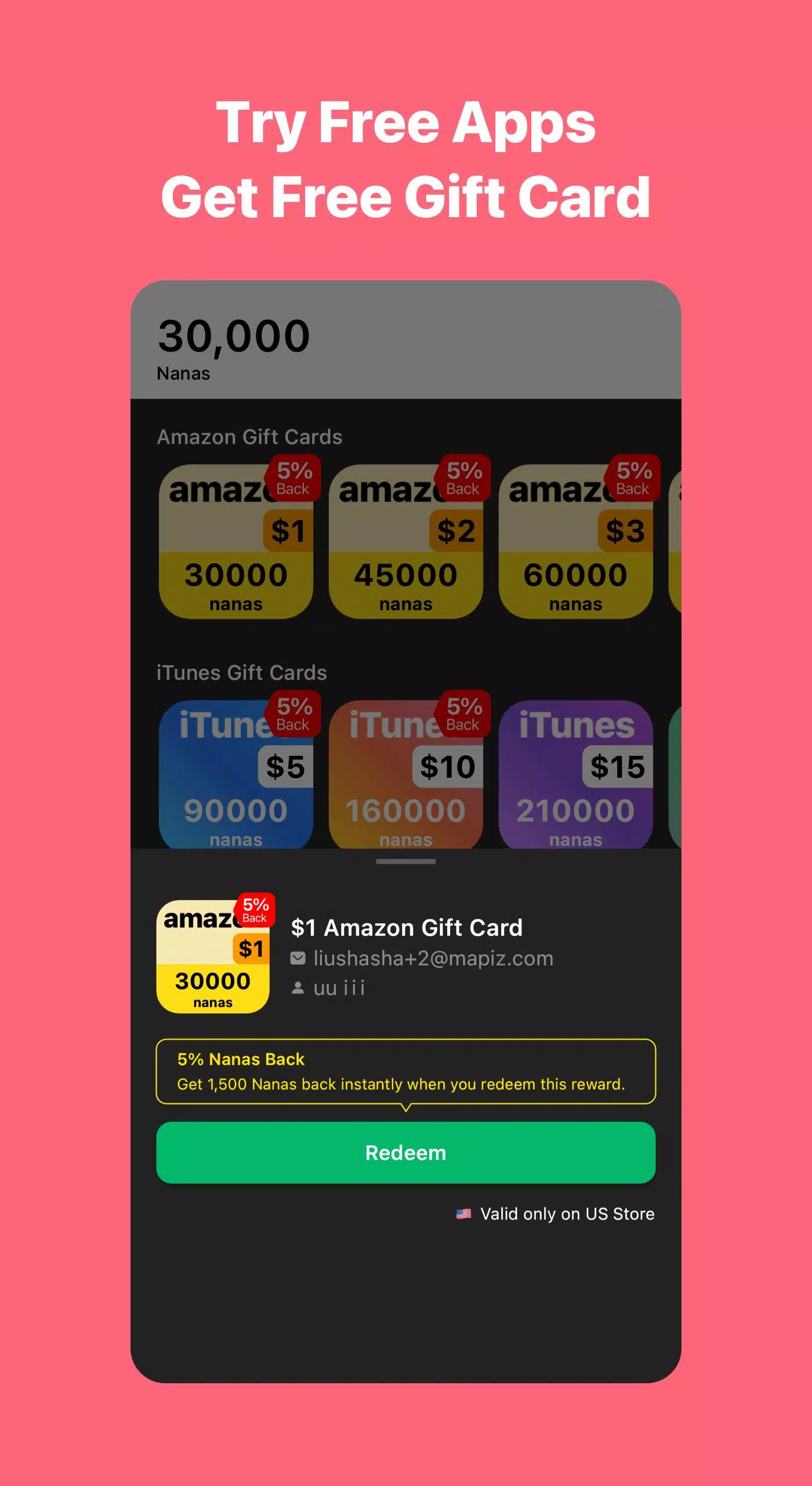 AppNana: Gift Cards Rewards 스크린샷 1