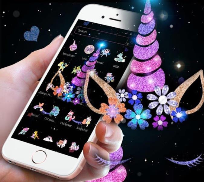 Night Star Unicorn Sparkling Theme স্ক্রিনশট 2