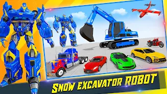 Snow Excavator Robot Car Games Zrzut ekranu 1