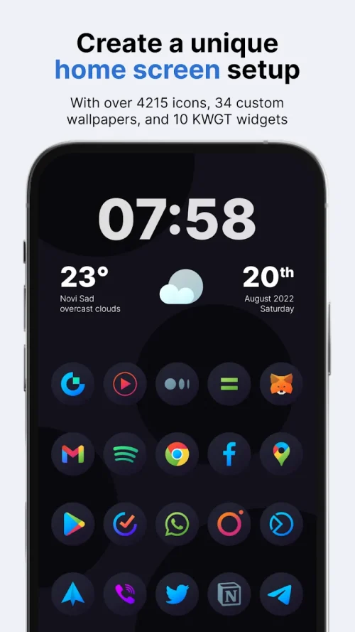 Hera Dark: Circle Icon Pack Captura de pantalla 0