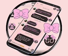 SMS Theme Ribbon Pink messages Скриншот 0