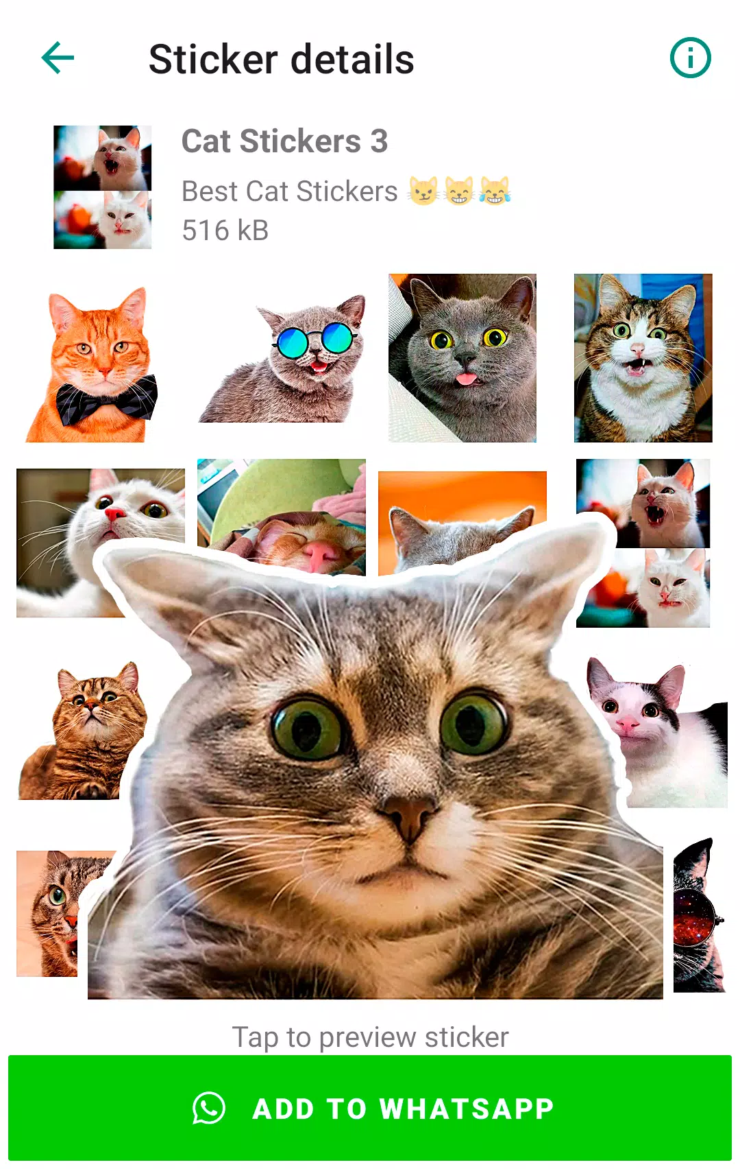 Cute Cat Stickers for WhatsApp Ekran Görüntüsü 2