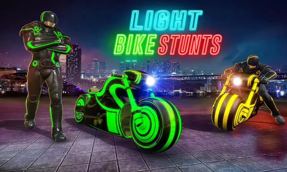 Light Bike Stunt Racing Game ภาพหน้าจอ 3