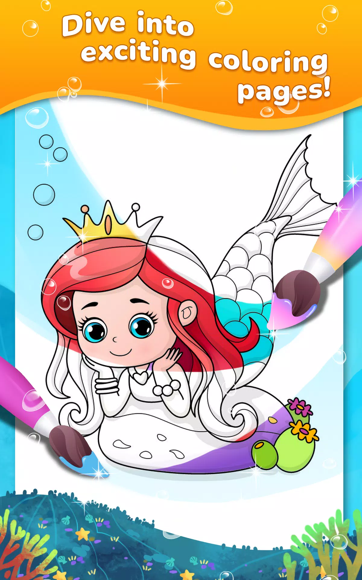 Mermaid coloring book gradient स्क्रीनशॉट 0