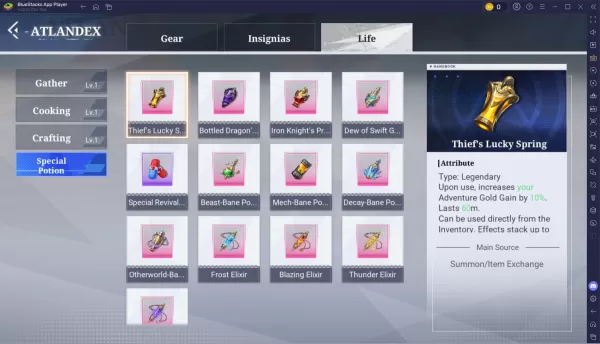 Atlan Kristall-Leitfaden: Koch-, Bergbau- und Handwerksfertigkeiten