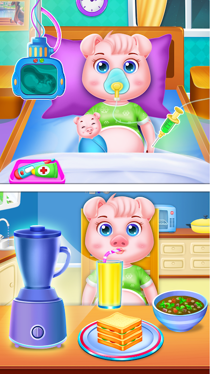 Pinky pig mom newborn Tangkapan skrin 2