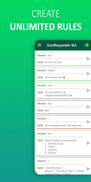 AutoResponder for WhatsApp ဖန်သားပြင်ဓာတ်ပုံ 0