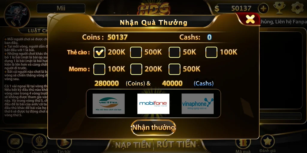 Game bài nhận quà khủng - HDG Screenshot 2