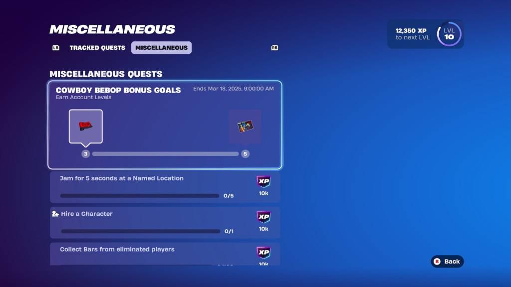 Cowboy Bebop Bonus Goals in Fortnite.