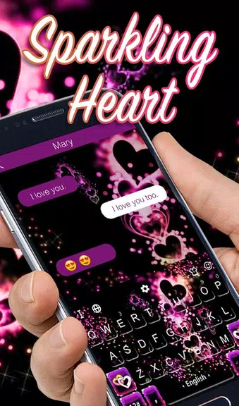 Sparkling Purple Heart Keyboard Theme スクリーンショット 1