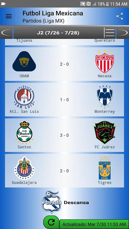 SoccerLair Mexican Leagues Schermafbeelding 2