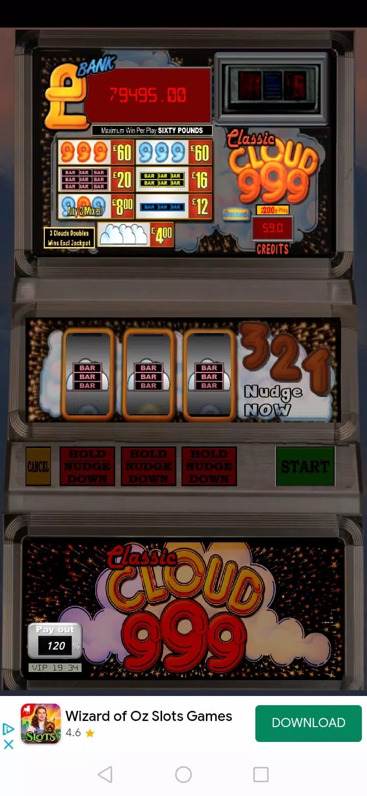Cloud 999 UK Multi Stake Slot 螢幕截圖 1