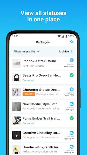 Schermata Package Tracker - pkge Mobile 1