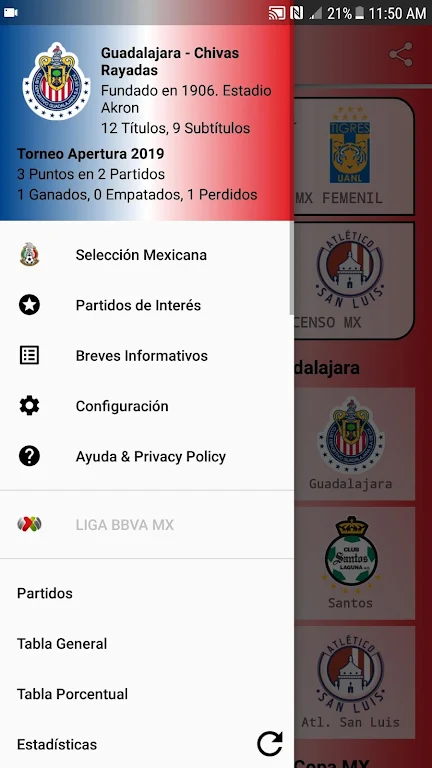 SoccerLair Mexican Leagues Schermafbeelding 0