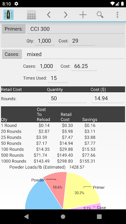 Reloading Calculator - Ammo ဖန်သားပြင်ဓာတ်ပုံ 1