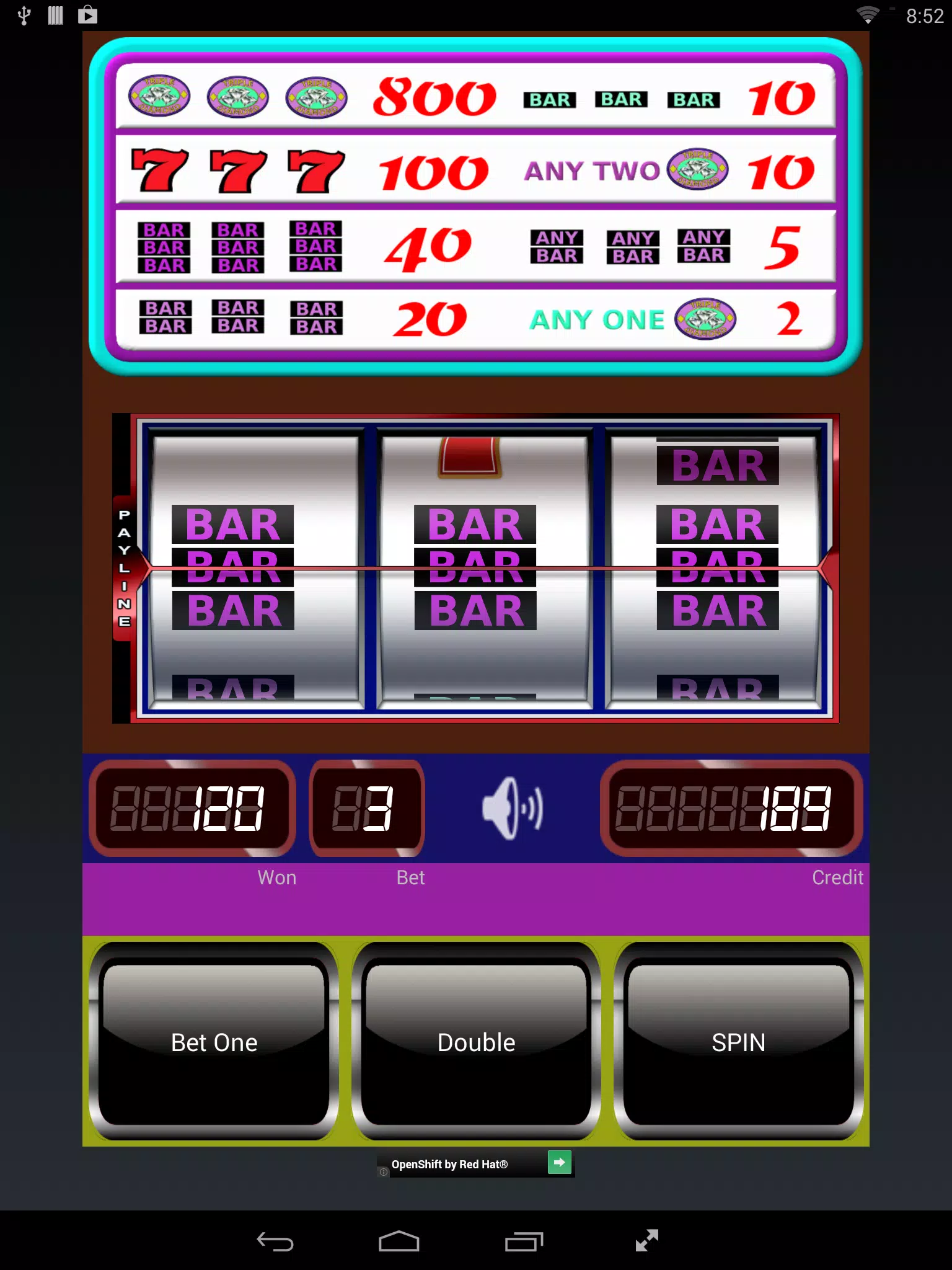 Triple Diamond Slot Machine ภาพหน้าจอ 0