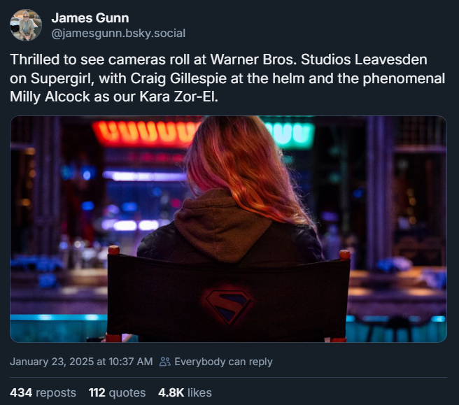 Supergirl: Wanita esok mendapat pandangan pertama dari James Gunn