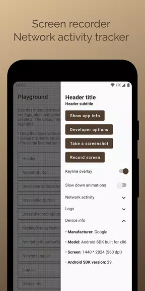 Beagle - Debug menu demo Schermafbeelding 2