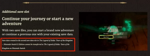 젤다: 티어스 오브 더 킹덤, 클라우드 세이브 기능 추가