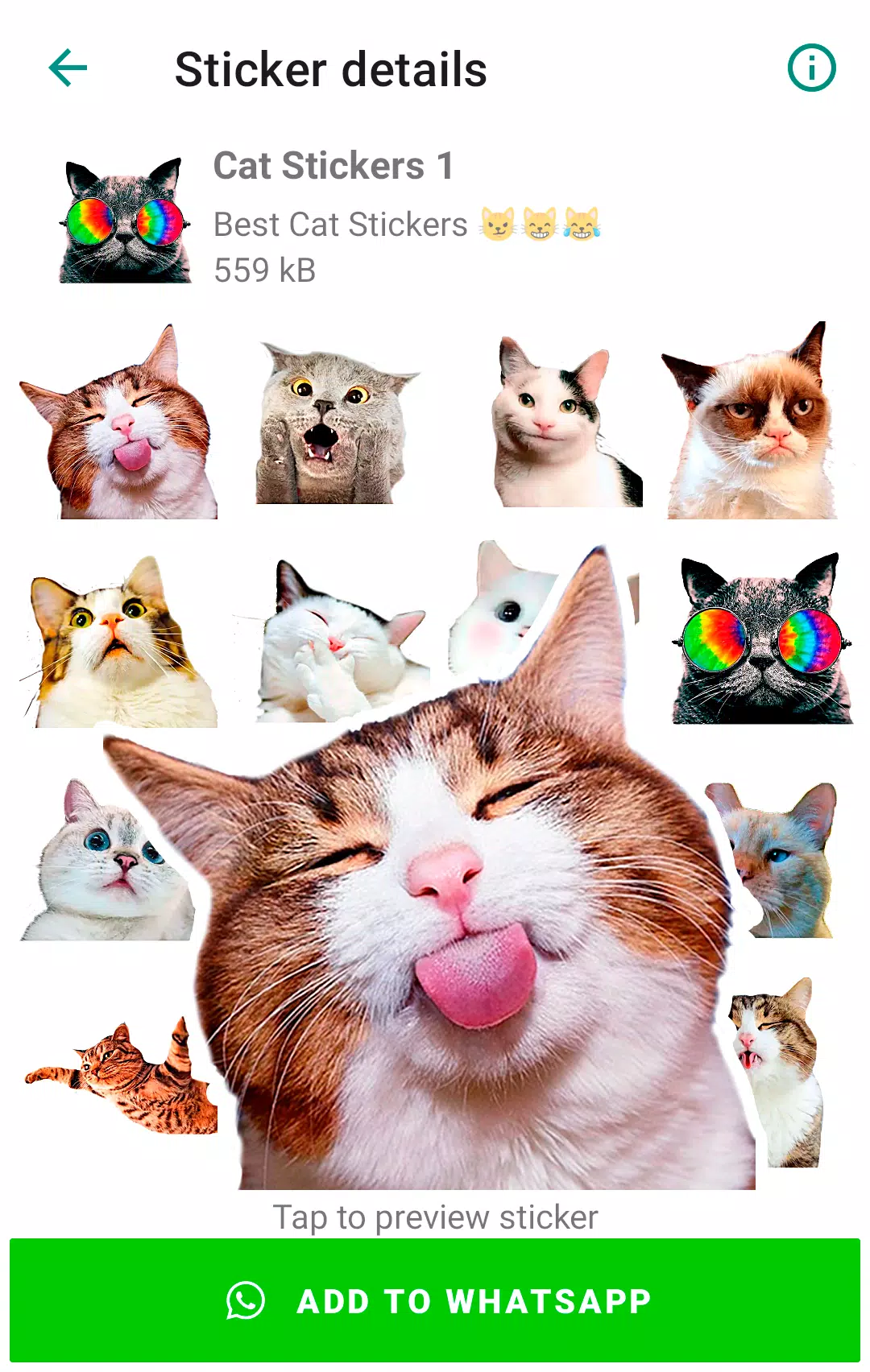 Cute Cat Stickers for WhatsApp Capture d'écran 0