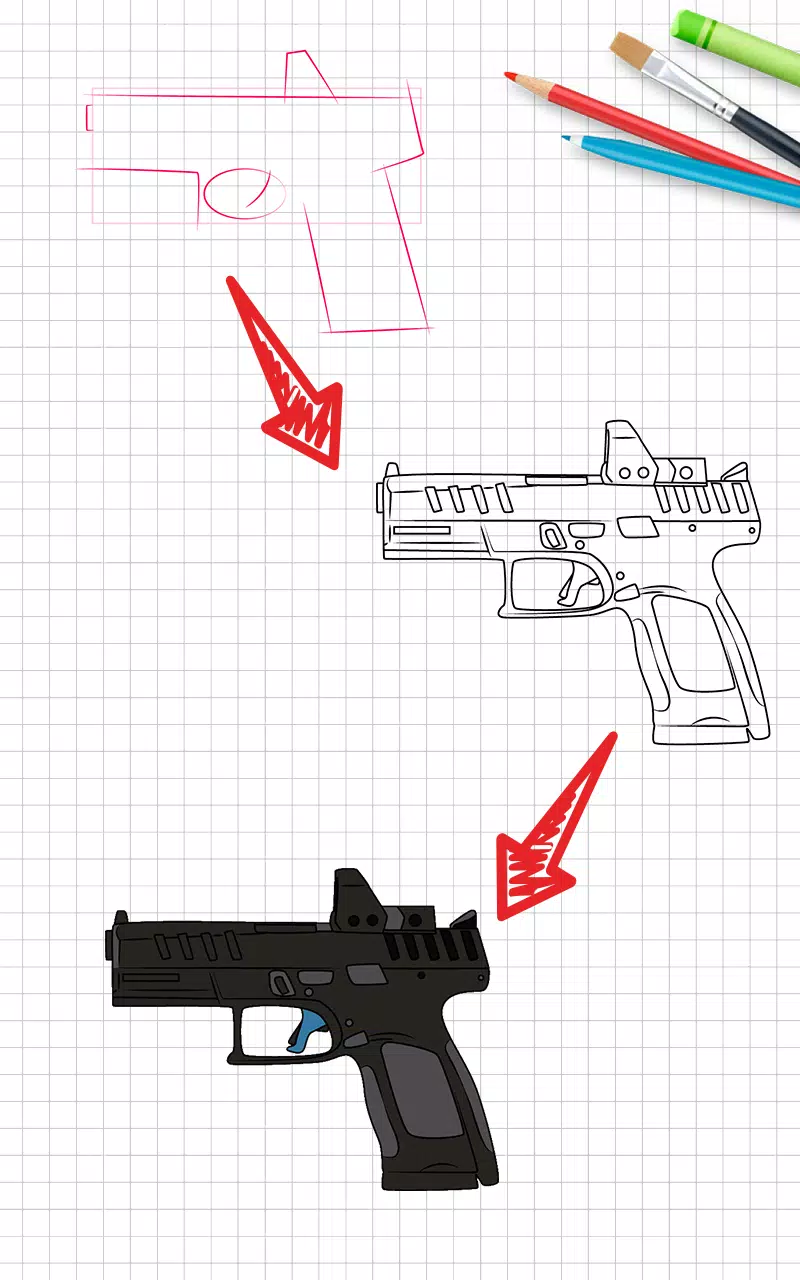 How to draw weapons step by st ဖန်သားပြင်ဓာတ်ပုံ 0