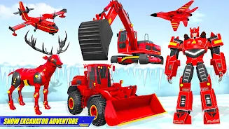 Snow Excavator Robot Car Games Ekran Görüntüsü 3