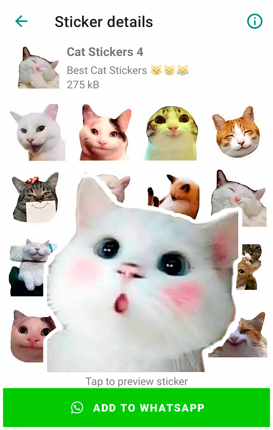 Cute Cat Stickers for WhatsApp 스크린샷 3