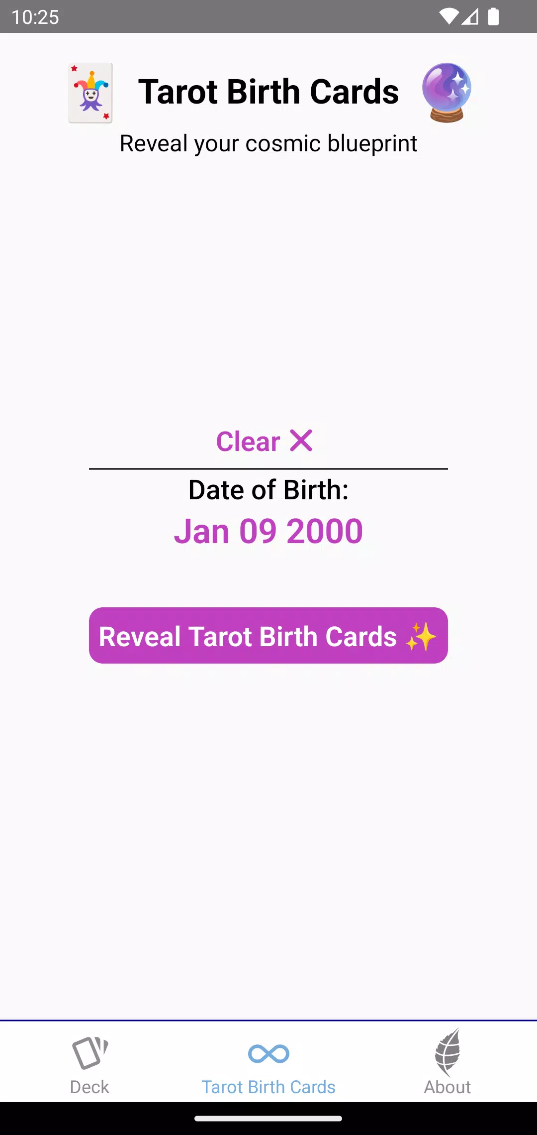 Tarot Birth Cards Captura de tela 1