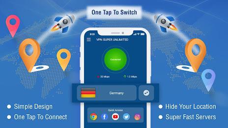 VPN Super Unlimited : Fast VPN Ảnh chụp màn hình 1