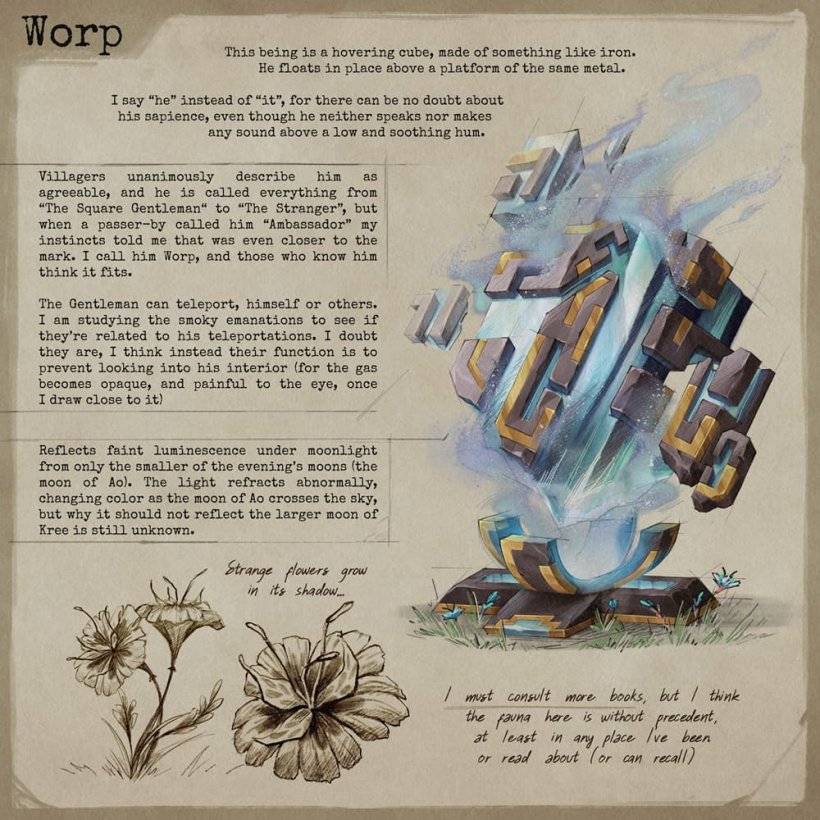 A picture of an in-universe journal depicting Worp, the mechanic general being added to Price of Glory