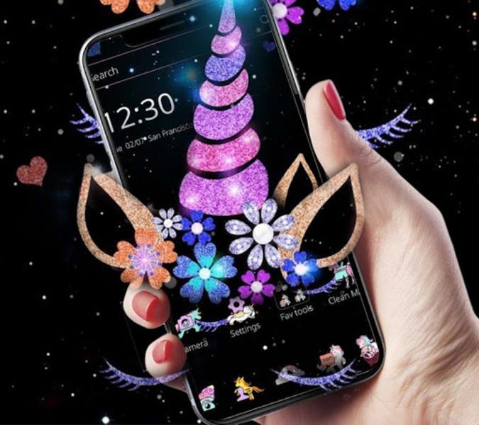 Night Star Unicorn Sparkling Theme Ảnh chụp màn hình 1