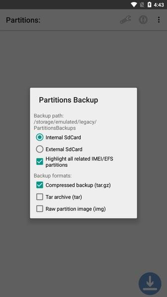 Partitions Backup and Restore स्क्रीनशॉट 0