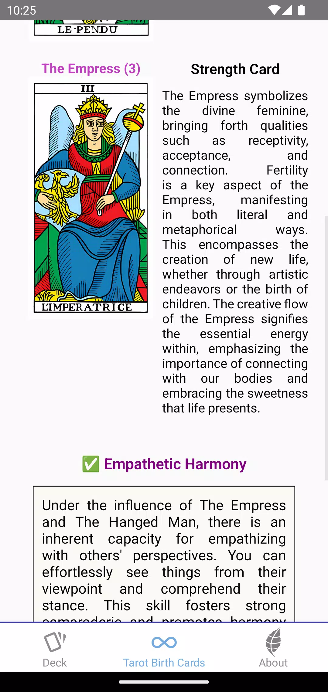 Tarot Birth Cards Captura de tela 3