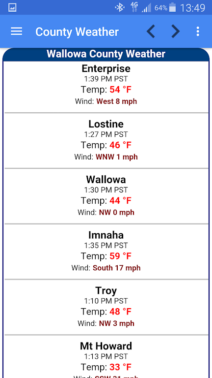 Joseph Oregon Weather Capture d'écran 3