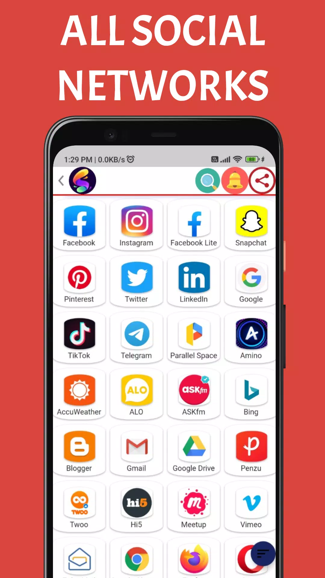 Schermata Snowzo : All Social Media Apps 1